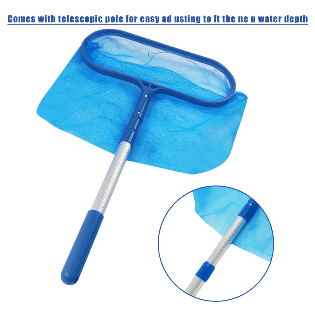 HASTHIP Swimming Pool Cleaning Net for Home with 44–105cm Retractable Handle | Aluminum and Polypropylene Mesh Leaf Skimmer