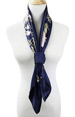 HASTHIP® Satin Silk Like Square Scarf for Women 35x35 Inch Large Headscarf Hair Wrap Neck Shawl Bandana Lightweight Fashion Accessory (Navy Blue)