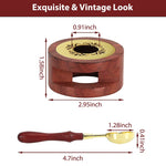 HASTHIP Wax Seal Stamp Kit for Envelopes and Invitations with Brass Spoon and 7.5 cm Furnace | Wood and Metal Wax Melting Set