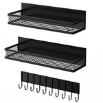 HASTHIP Magnetic Kitchen Organiser for Fridge with 10 in 1 Hook Rack and 3 Metal Baskets
