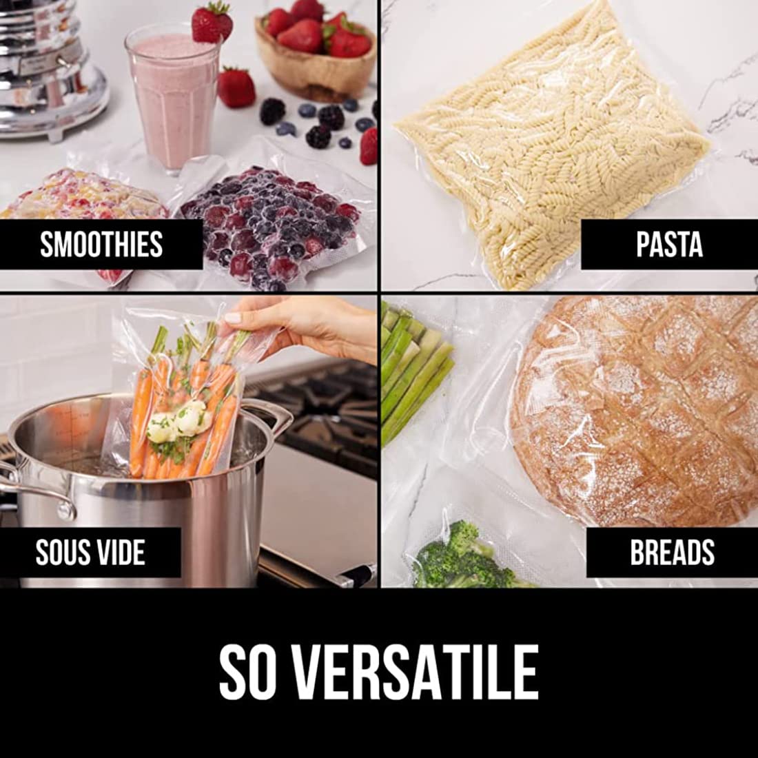 HASTHIP Food Vacuum Roll for Storage and Sous Vide 20cm×15m with Double Side Texture | BPA Free PE&PA Material