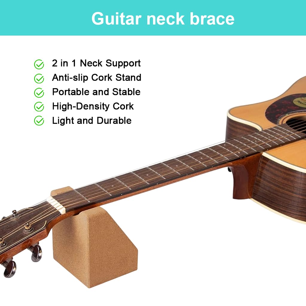 HASTHIP Cork Guitar Neck Rest Stand for Guitar Maintenance with Non Slip Base | Ergonomic Support