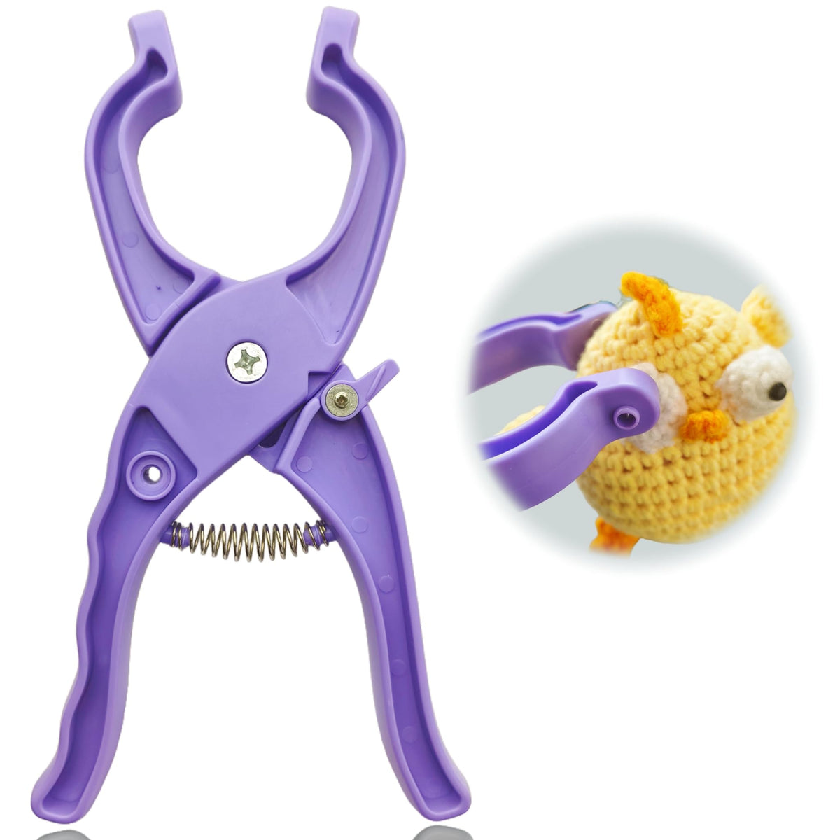 HASTHIP Safety Eyes Installation Tool for Crochet with 8.47 in Ergonomic Pliers | Purple