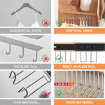 HASTHIP Belt Organiser for Wardrobe with 12 Hooks and Sliding Pull Out Design | Wooden 41x8cm Storage Hanger