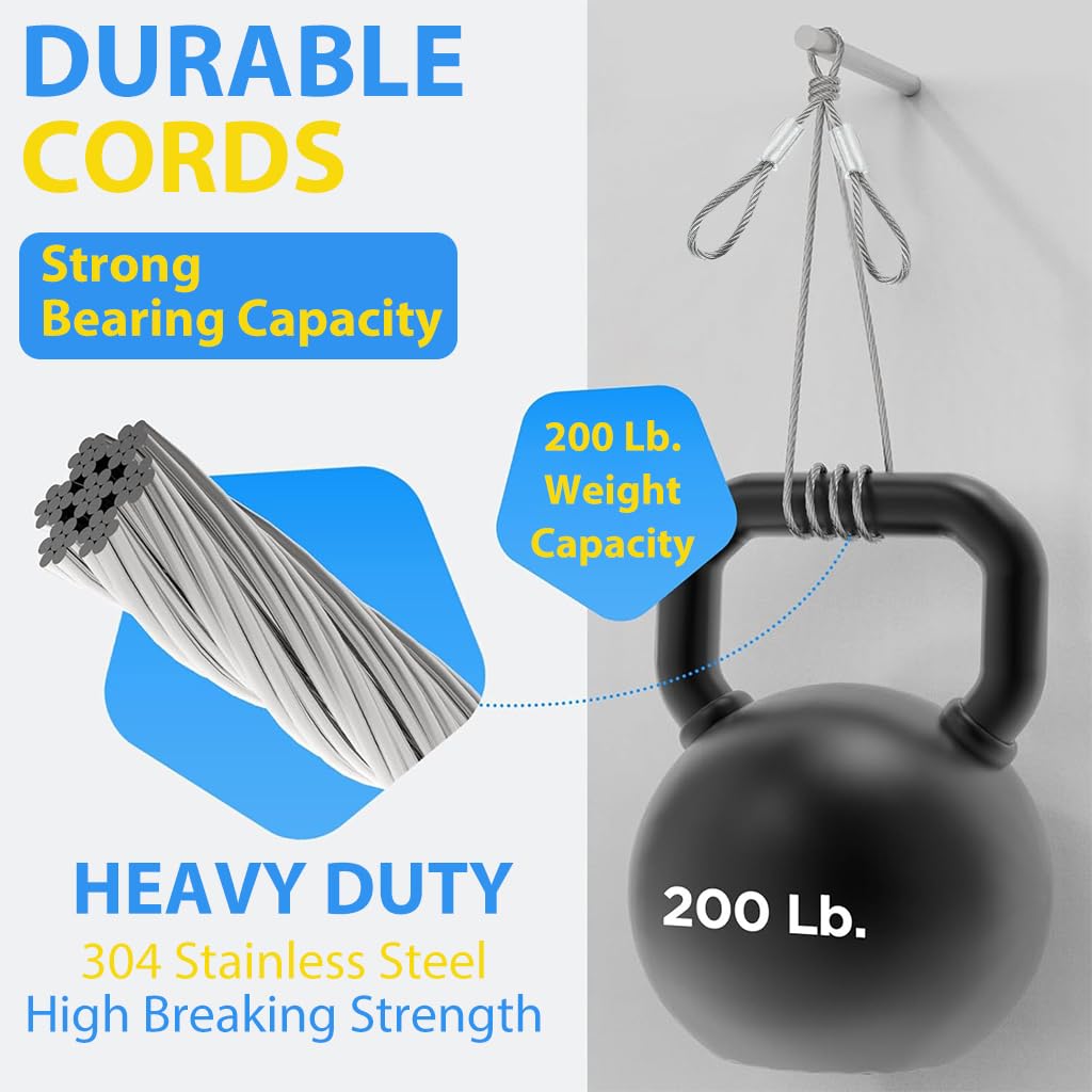 HASTHIP Hanging Pots Wire Ropes for Plants featuring Loop-Ended Design and 3.3ft Steel Cables