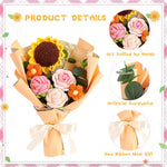 HASTHIP Crochet Flower Bouquet for Desk Decoration with 6 Fabric Sunflowers and Roses | Box Gift for Women