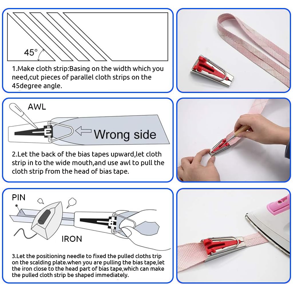 HASTHIP Bias Tape Tool Kit for Fabric Sewing with 5 Sizes 6mm–25mm Makers | Universal Presser Foot
