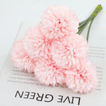 HASTHIP Artificial Chrysanthemum Flowers for Table Decor featuring 10pcs 9in Pink Fabric Bouquet