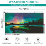 HASTHIP Diamond Painting Kit for Adults with Full Drill Rhinestones 27.5×15.7in Canvas | Aurora Lake DIY Home Wall Art