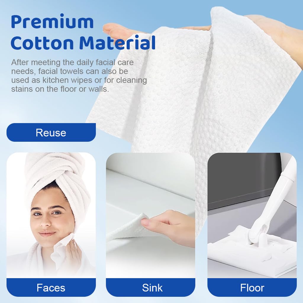 HASTHIP® Disposable Face Towel, 50 Count Ultra-Soft 1-Second Quick-Dry Face Towels, Gentle for Sensitive Dry Oily Skin,