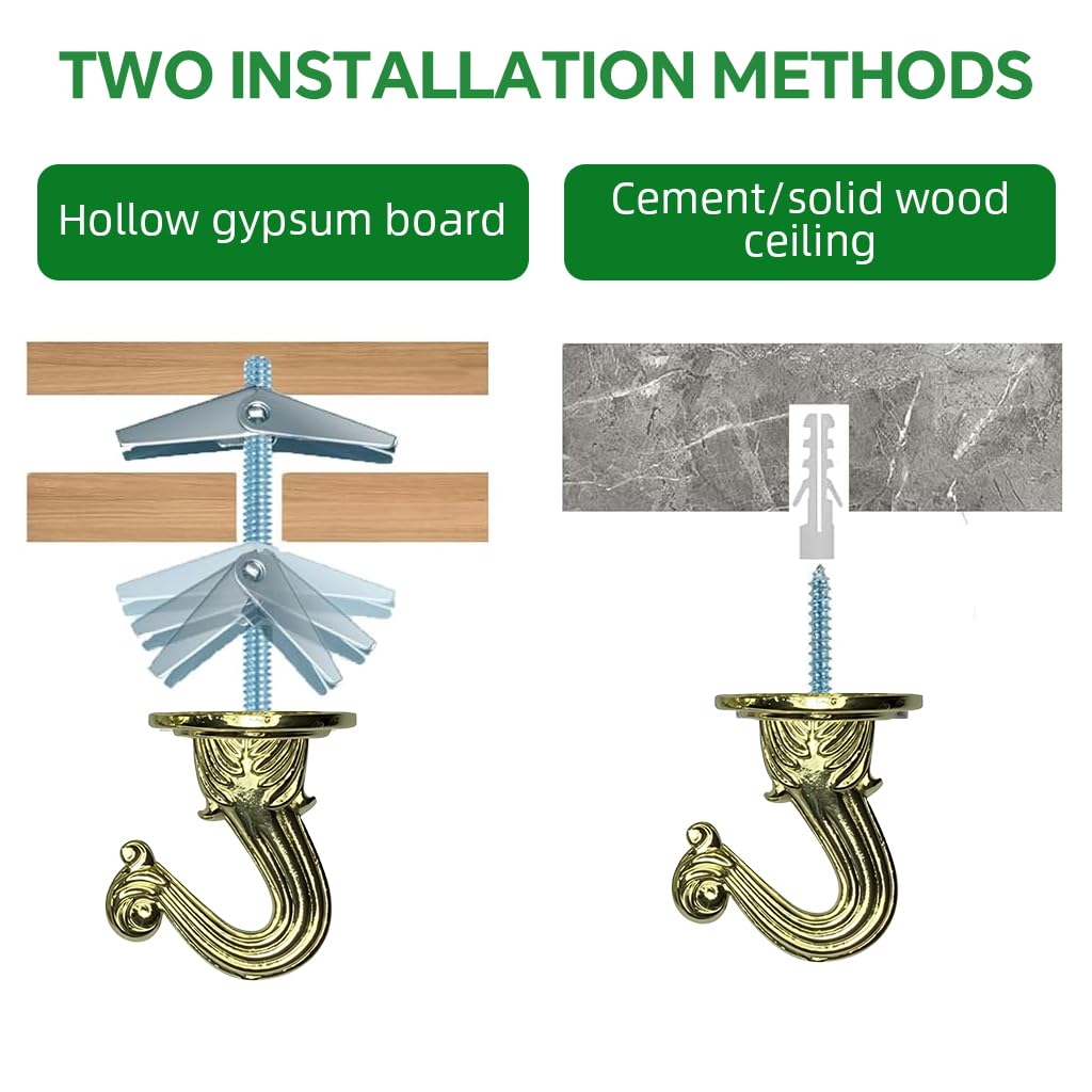 HASTHIP Ceiling Mounting Hooks for Hanging Planters featuring Retro Embossing Zinc Alloy Pack of 2