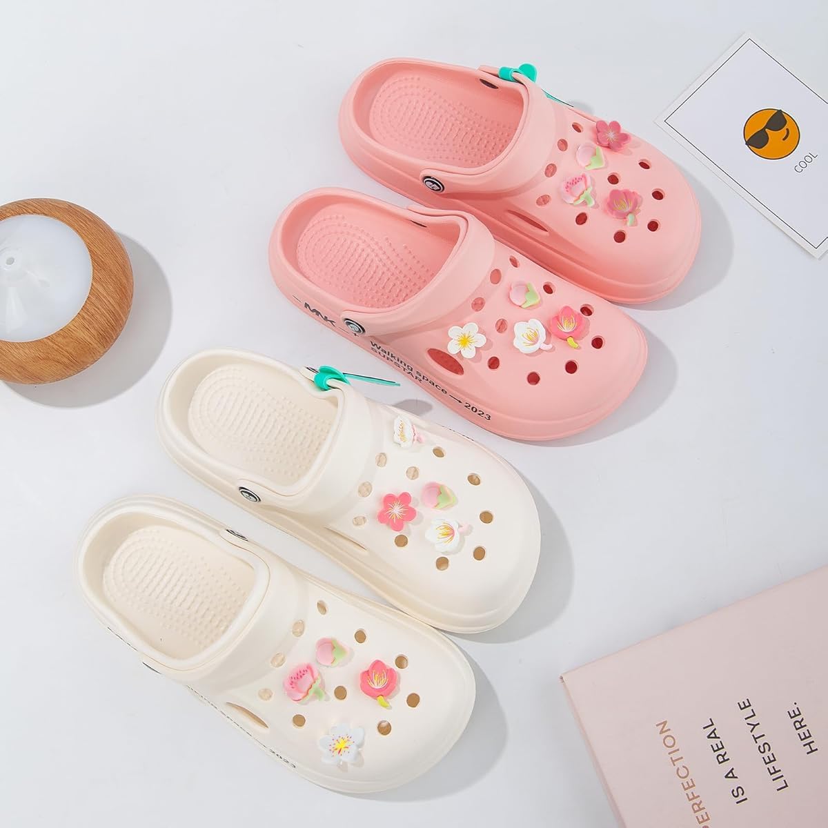 HASTHIP Clog Charms for Slippers featuring 22PCS Assorted Flower Rubber Designs | Fun Girls Decoration