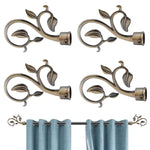 HASTHIP Curtain Rod Finials for 20–22.5mm Rods with Leaf Branch Design in Brass | Set of 4