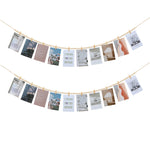 HASTHIP® 2Pcs Hanging Photo Display with Clips Boho Wooden Bead Garland Collage Picture Frame Wall Decor Photo String with 9 Clips for Bedroom Room Dorm Cubicle Christmas Teen Girls Gifts