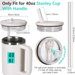 HASTHIP Leak Proof Lid Replacement for 40 oz Stanley Tumbler with Flip Top Stopper | White and Black 4PCS