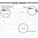 HASTHIP® 2024 Daily Planner, A5 Daily Diary, PU Leather Cover, Pen, Refill & Gift Box, Yearly, Monthly, Daily Planner Diary, Star Golden Embossing Cover Design Daily Planner, Gift for Kids Students