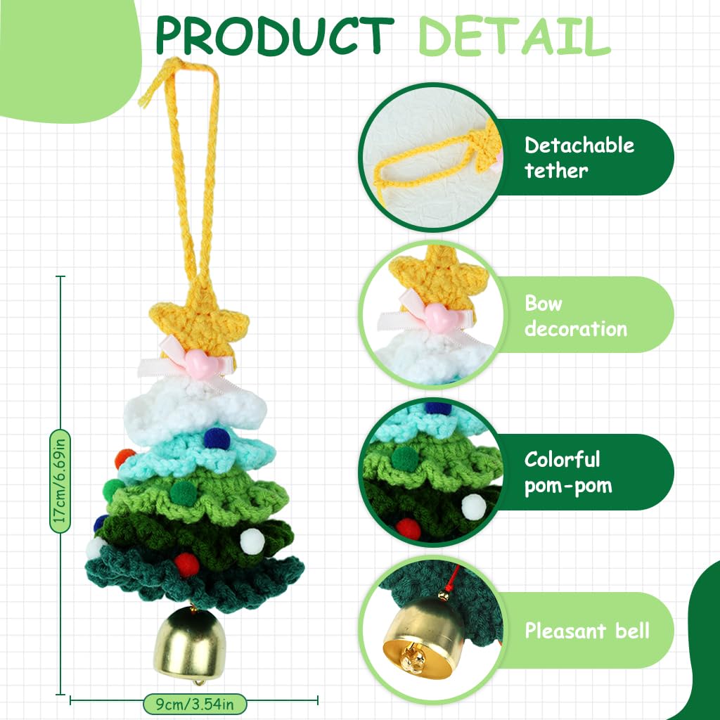 HASTHIP Crochet Christmas Tree for Holiday Décor with Bell and Handmade Green Ornament | Gift Idea
