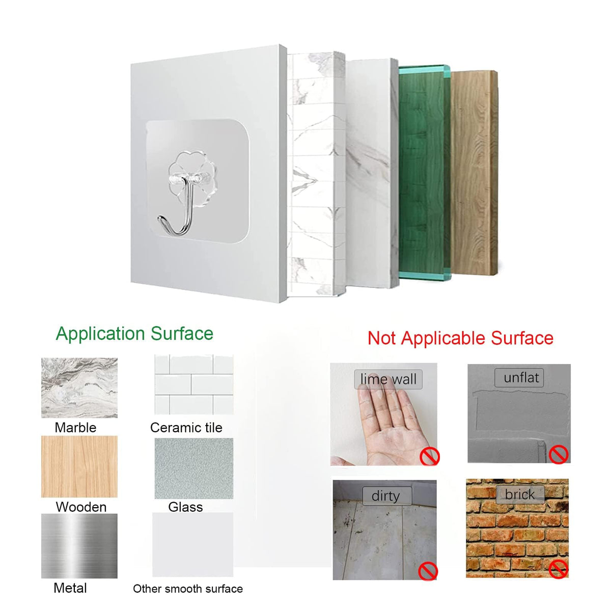 HASTHIP Wall Hooks 30 Pack for Bathroom and Kitchen | Strong Self Adhesive Clear Design