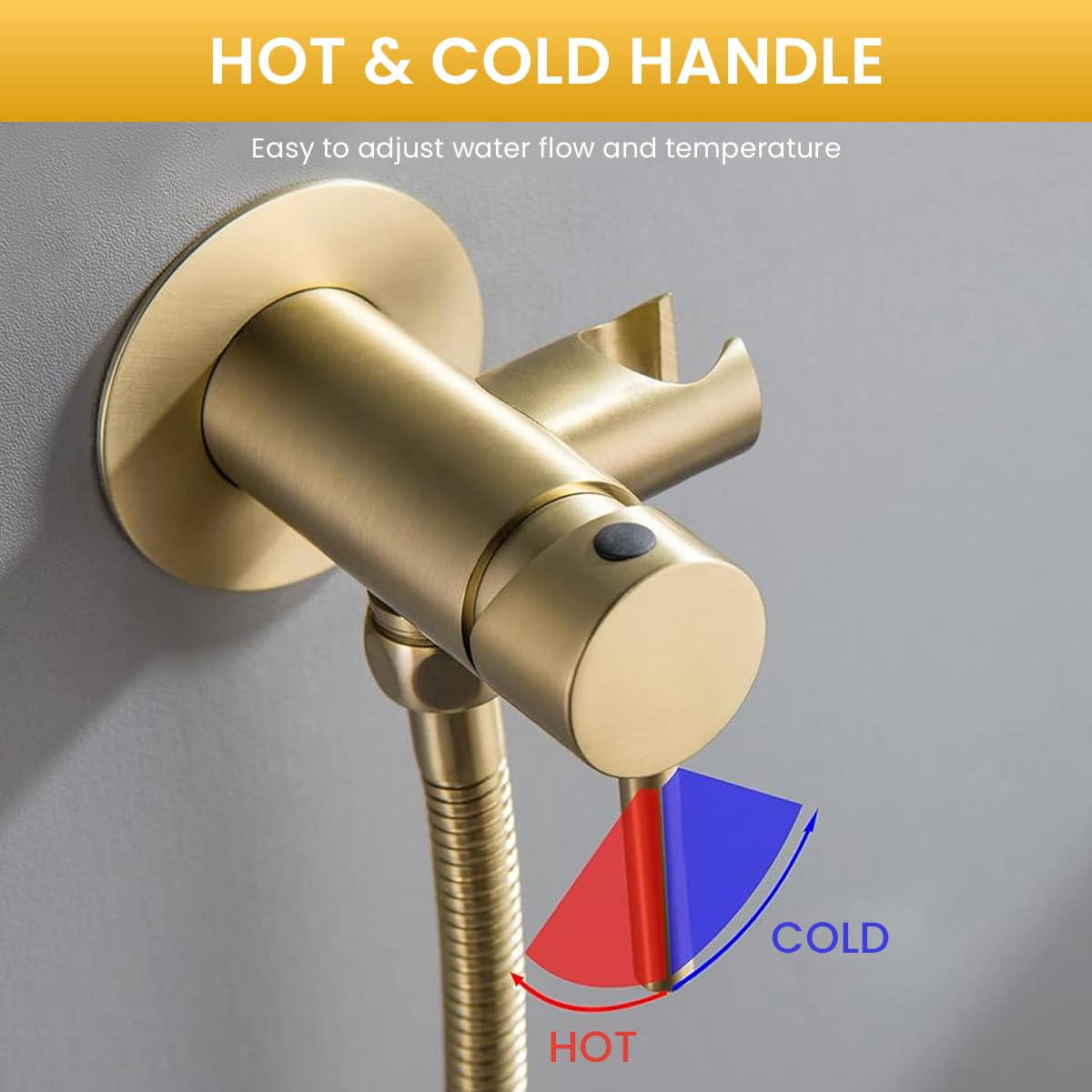 HASTHIP Toilet Bidet Sprayer System Kit with Cool and Warm Water Settings | Full Copper Golden Finish and Lever Handle