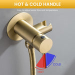 HASTHIP Toilet Bidet Sprayer System Kit with Cool and Warm Water Settings | Full Copper Golden Finish and Lever Handle