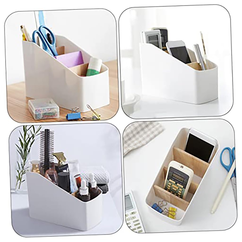 HASTHIP® Remote Control Storage Box Multi Remote Organizer Caddy with 5 Compartments,PU Leather TV Holder,Desk Organizer Tray for Controller Media Player Office Home Nightstand and Accessories