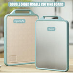 HASTHIP® Double-Sided Cutting Board - Stainless Steel Cutting Board & Wheat Straw Chopping Board for Meat Fruit Veggies,