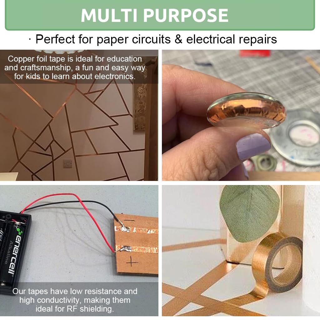 HASTHIP Copper Foil Tape for Wrapping and Insulating Wire featuring Self Adhesive Conductive 2CM x 20M | Heat Resistant for Automotive and Electronic Use