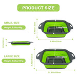 HASTHIP® 2-piece foldable silicone square retractable drain basket filter set, green-Green
