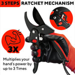 HASTHIP Gardening Scissor for Lawn and Potted Plants with Ratchet Mechanism and SK5 Blade | Ergonomic Handle 3/4 in Branch Cutter