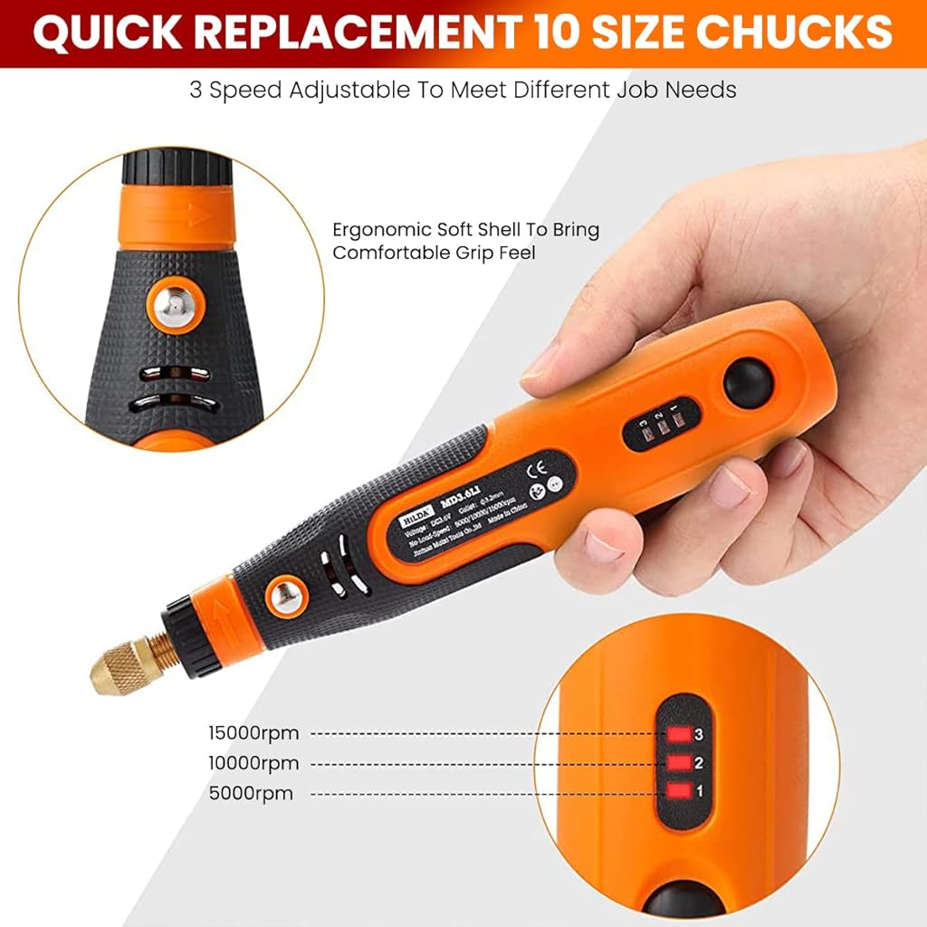 HASTHIP® 45pcs Mini Cordless Drill Machine, Mini Grinding Machine, 900Ah USB Rechargeable 3 Speed Small Drill Machine for Craft, Drill Machines for Engraving/Polishing/Grinding/Cleaning