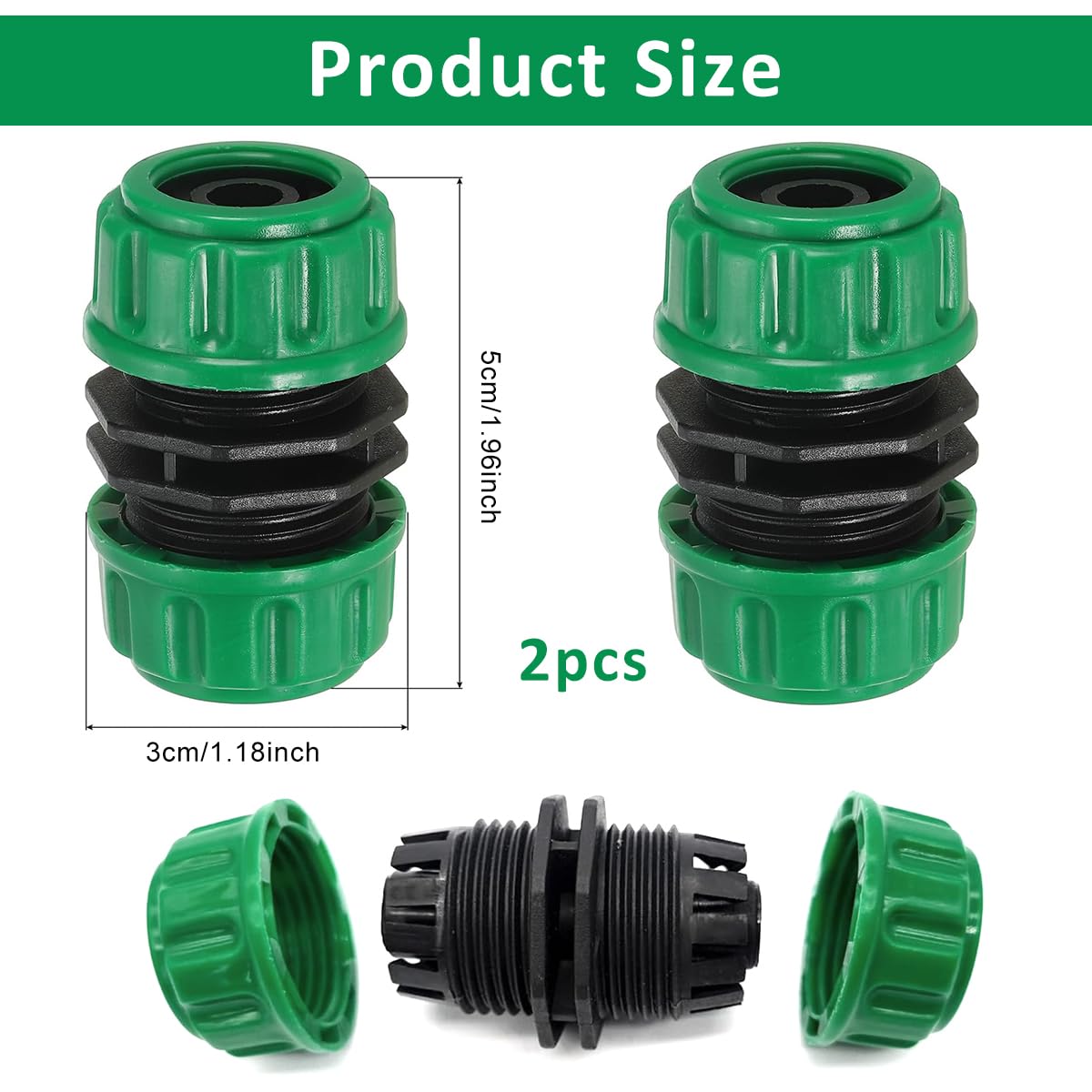HASTHIP 2Pcs Garden Hose Pipe Connector for Gardening with 1/2 in Quick Fit ABS Adapter Set | Leakproof Watering Accessory