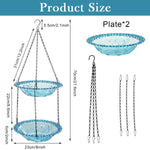 HASTHIP Garden Hanging Bird Bath for Outdoor Use with 70CM Double Layer Bowls | Crystal Blue Decor