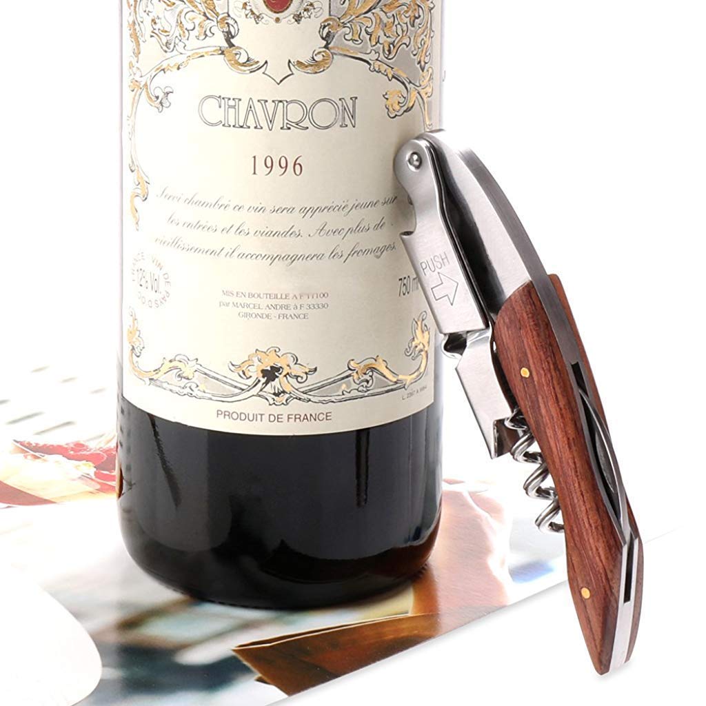 HASTHIP Waiters Corkscrew for Home and Bar with 3‑in‑1 Foil Cutter and Rosewood Handle | 2PCS 4.7 in Stainless Steel Opener