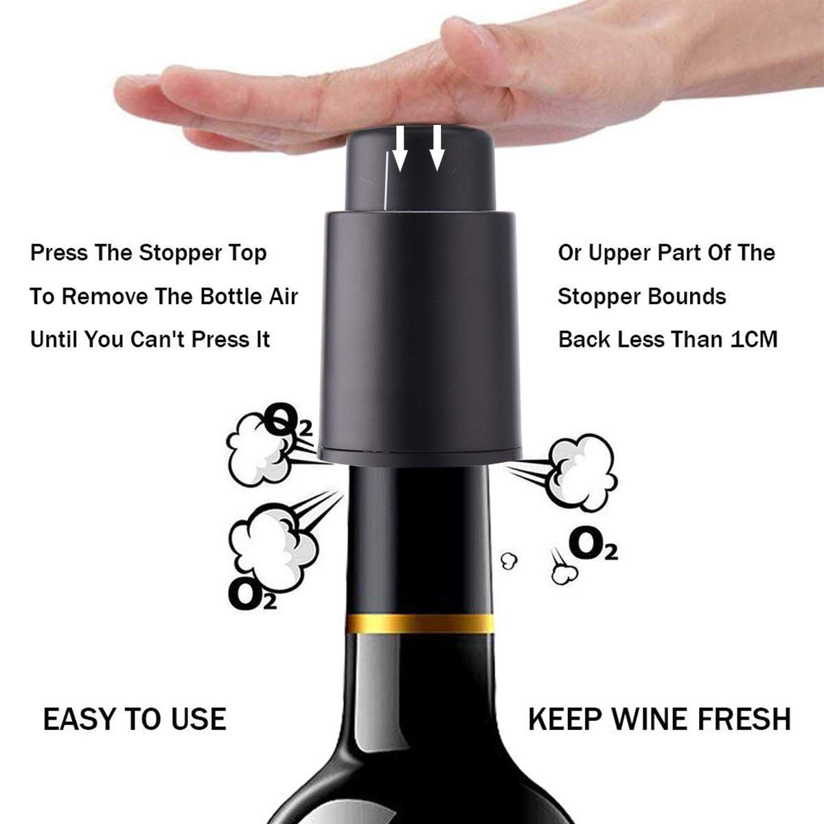 HASTHIP Vacuum Wine Bottle Stopper 2 PCS with Date Record | Reusable Saver Keeps Wine Fresh