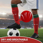 HASTHIP® Sport Compression Football Socks, Portugal Special Edition Football Socks, High Elastic Moisture Wicking Soccer Socks with Striped Cuff, Athletic Over the Calf Dress Socks, Size - M