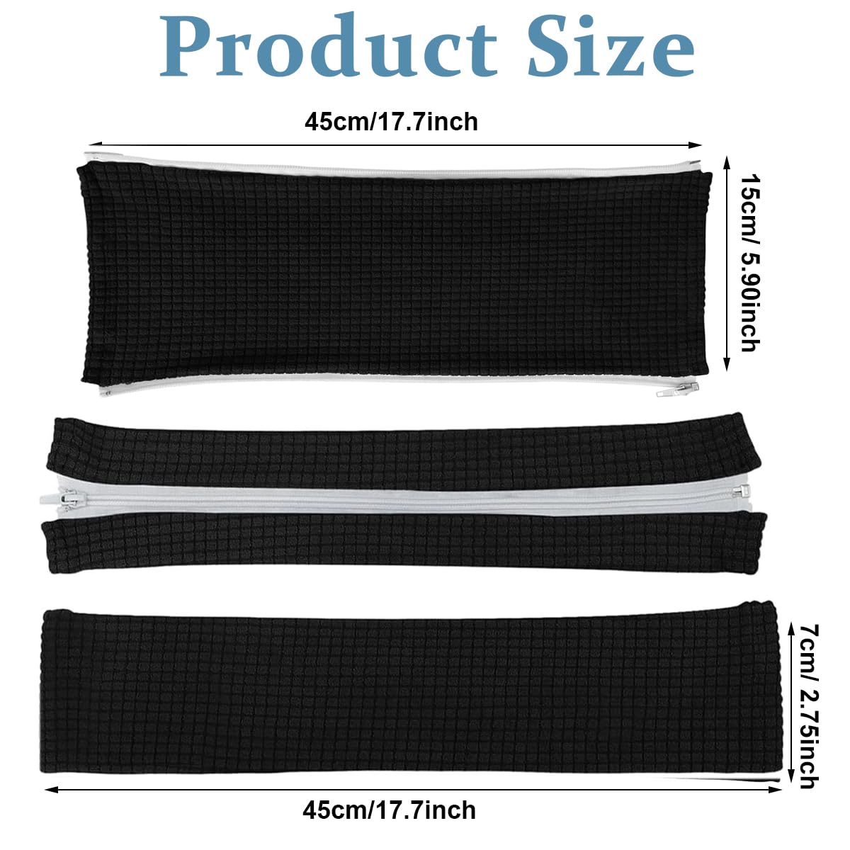 HASTHIP Office Chair Armrest Covers for Comfort and Protection with Zipper Design | 2Pcs Black 45×16cm