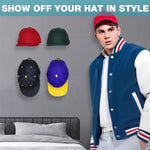 HASTHIP Hat Organizer for Baseball Caps with Adhesive Wall Mount Hooks Hold up to 9 Hats | Black