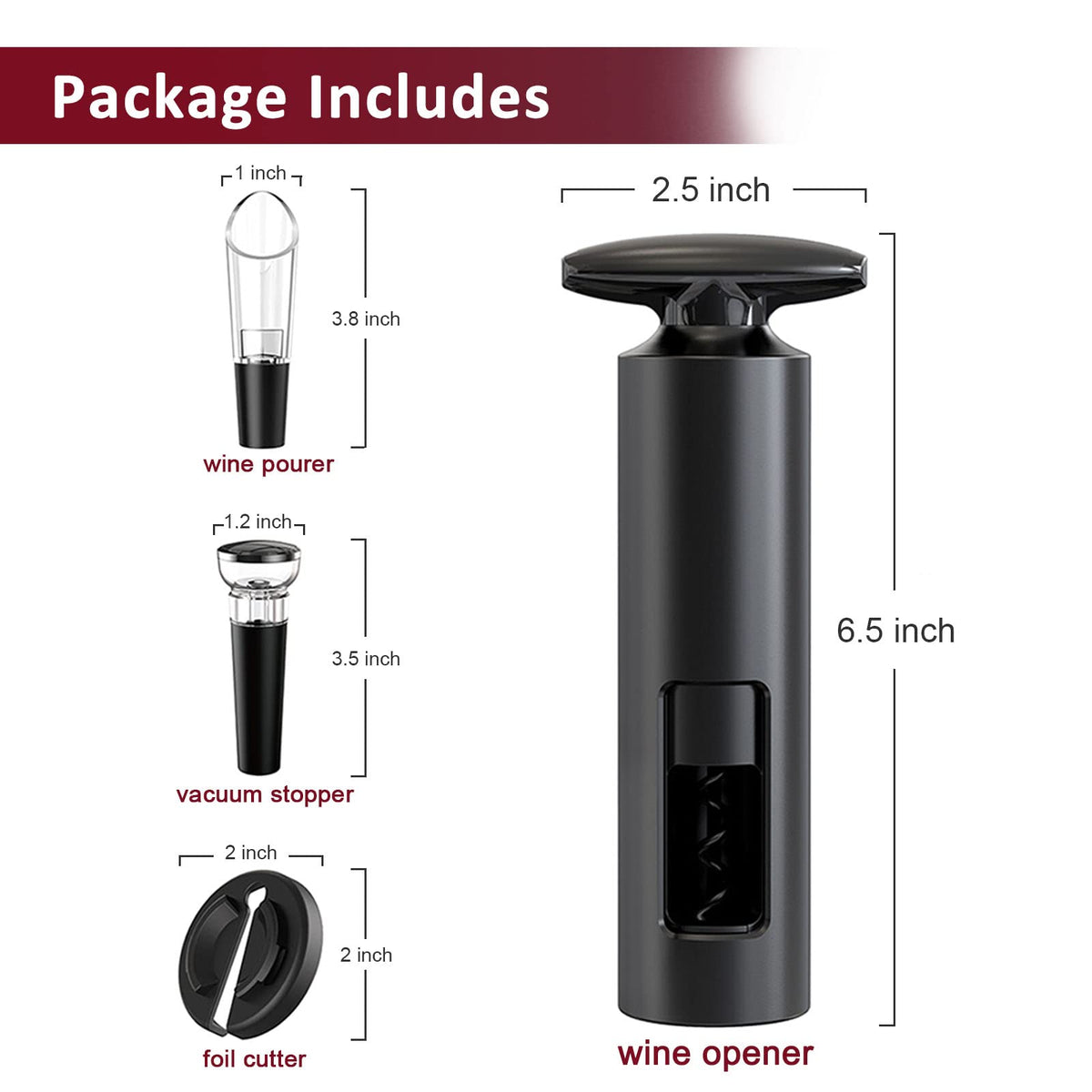 HASTHIP Wine Opener Set for Home and Parties with Ergonomic T Handle and 4PCS Accessories | Stainless Steel Corkscrew and Foil Cutter