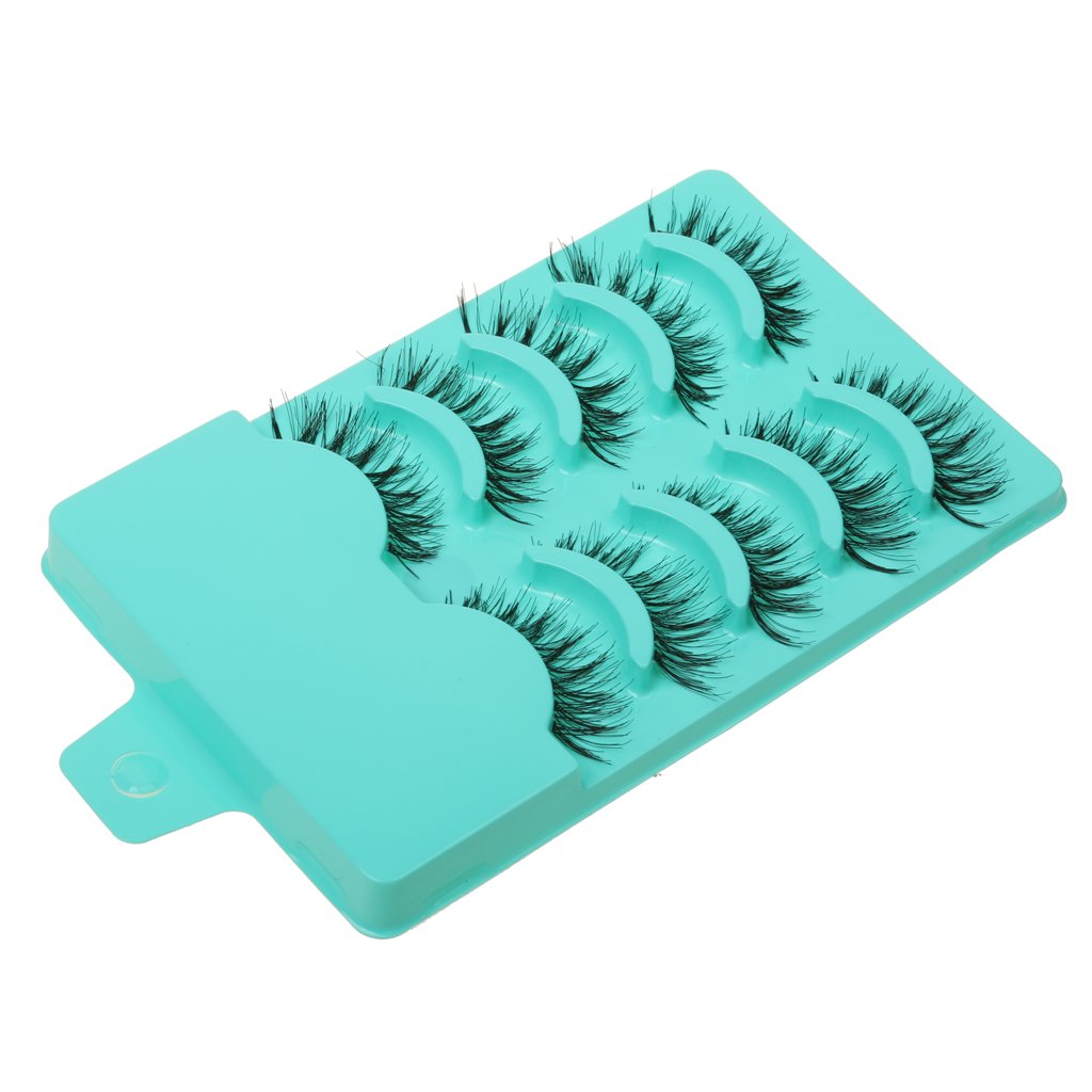 Supvox 5 Pairs Beauty Makeup Handmade Messy Cross Style False Eyelashes Green