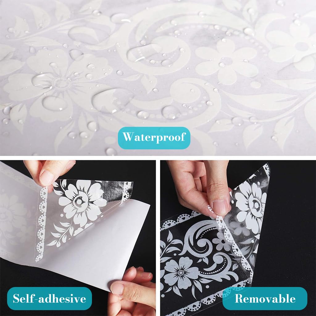 HASTHIP® Floral Clear Baseboard Trim Decal, Self-Adhesive PVC Border Sticker, Decorative Skirting Tape for Window, Glass Door, and Home Interior Decoration, 10cm x 10m, Trim to Fit