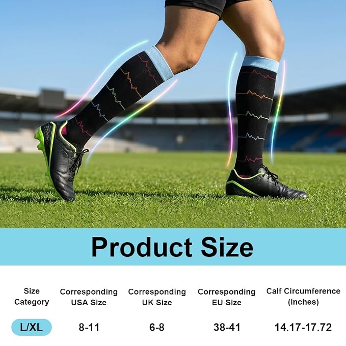 HASTHIP 2 Pairs Compression Sport Socks Knee High Graduated Support Socks