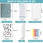 HASTHIP File Folder Ring Binder Notebook for Budget Planning with 12 Envelopes and PU Leather Cover | A6 Stationery Set