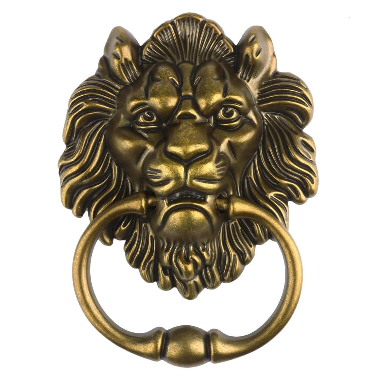 HASTHIP® Lion Head Knob Pull Handle - Door Handles for Home Door Handle for Main Door 2 x 3.55 Inch Antique Door Pulls Handle Knobs(Bronze)-Metallic