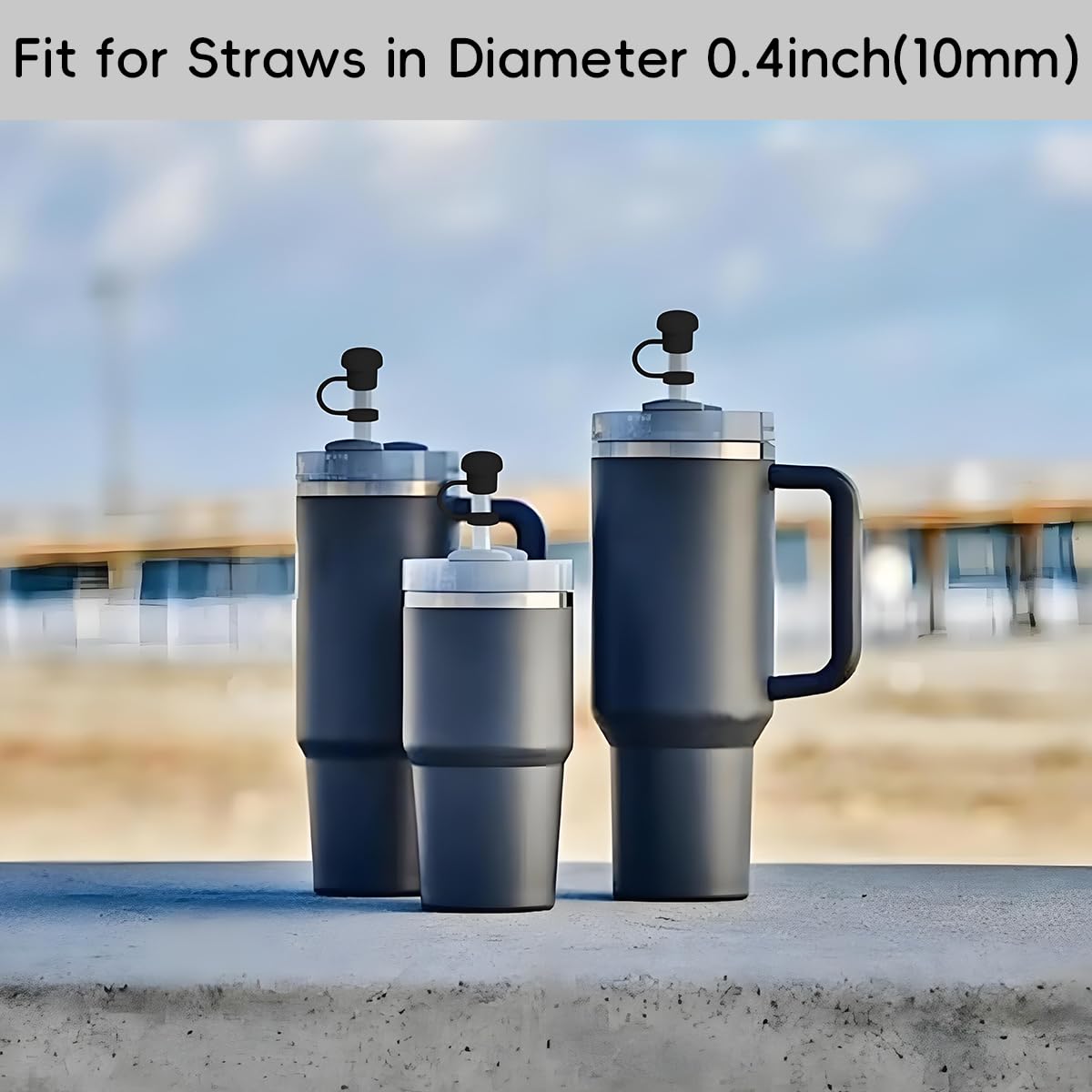 HASTHIP® 6PC Universal Straw Lid Compatible with Stanley Cups, Leakproof Splash-Resistant Silicone Straw Cap with Wide Mouth Spout, Durable BPA-Free for Easy Drinking and Convenient Cleaning