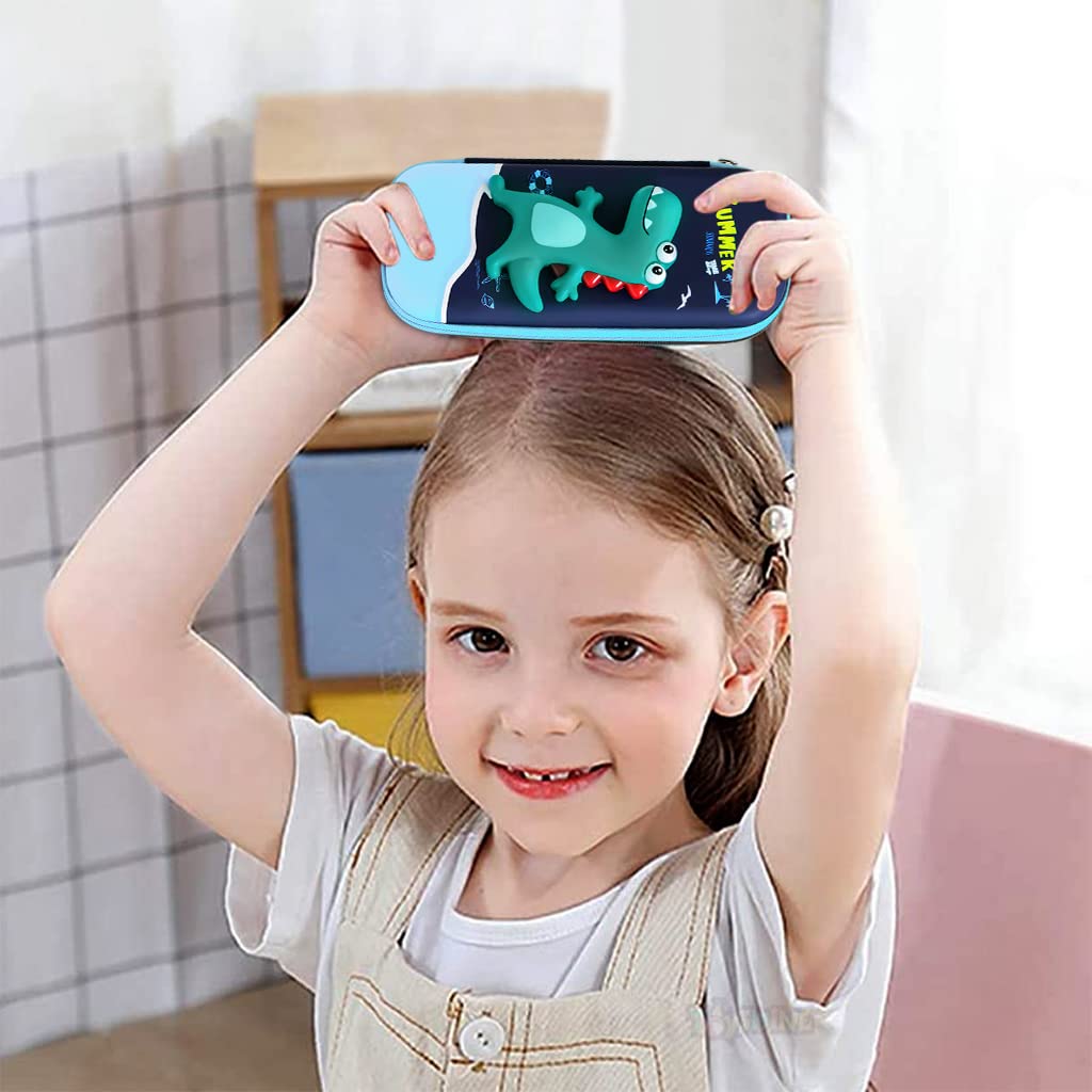 HASTHIP Pencil Case for Students with 3D Pinchable Dinosaur Design and 24×11×4.5 cm Capacity | EVA Stationery Bag