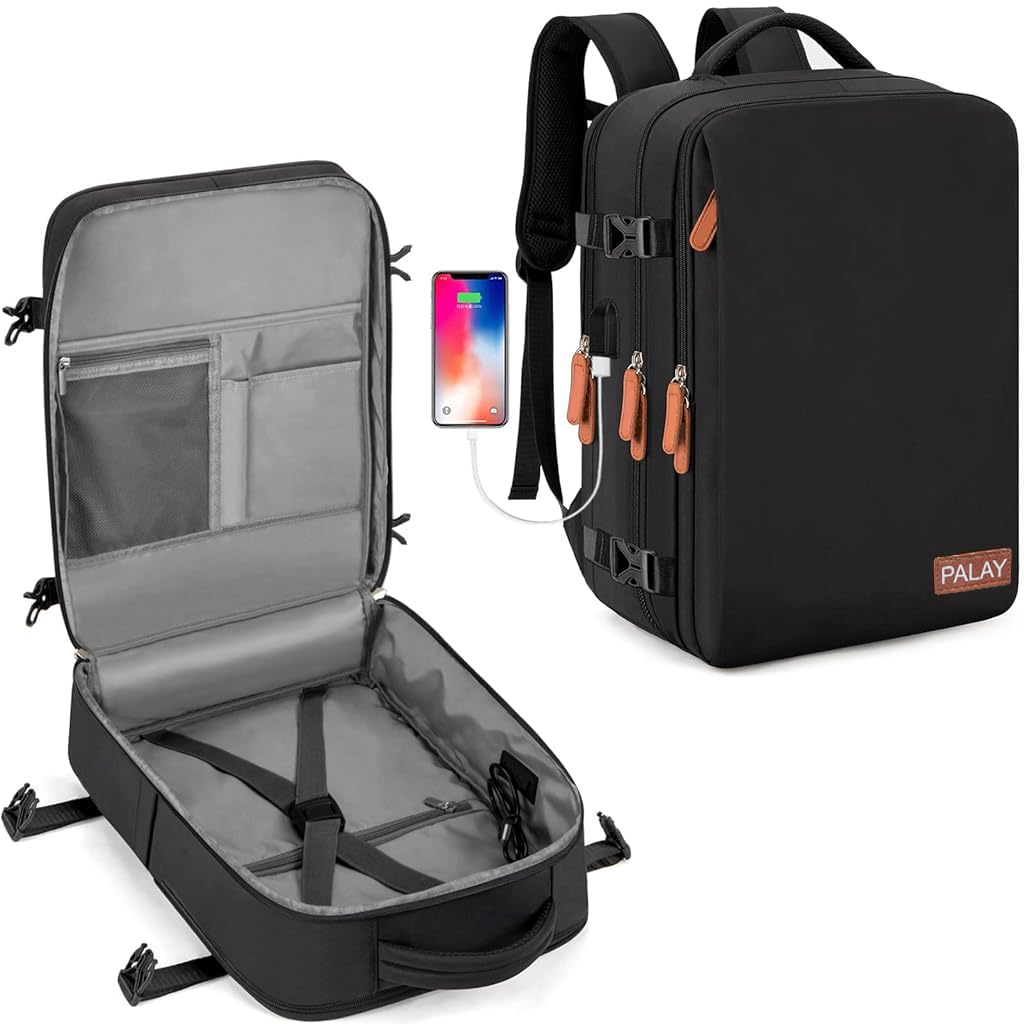 HASTHIP® Travel Laptop Backpack,15.6 Inch Flight Approved Carry on Backpack,Waterproof Large 40L Hiking
