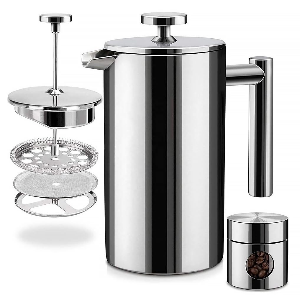 HASTHIP® French Press Coffee Maker, 800ML Metal Insulated Coffee Tea Makers