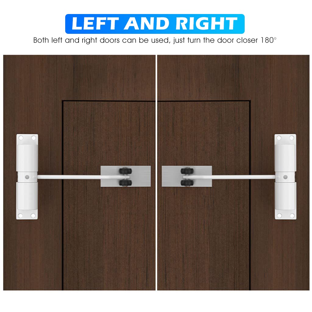 HASTHIP Automatic Door Closer for Wooden and Metal Doors with Adjustable Spring | Up to 30 kg Zinc Alloy White