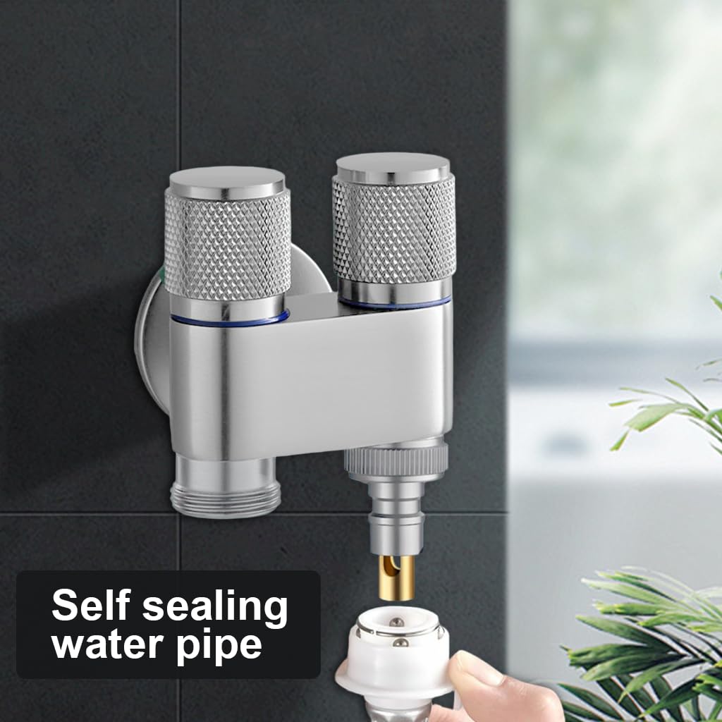 HASTHIP Hose Splitter for Garden and Laundry featuring 2 in 1 Dual Control Valve | Stainless Steel