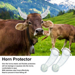 HASTHIP Cow Horn Protector with Adjustable Metal Fastener 2.1 x 9 in Silicone Pair | Anti Fight Guard for Cattle